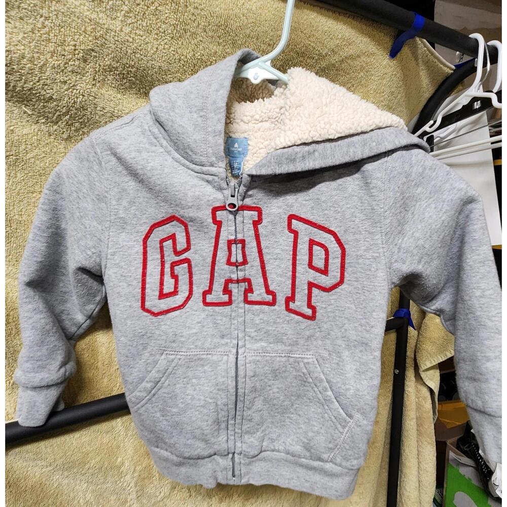 Kids GAP Gray Sherpa-Lined Hoodie Jacket-kids size 4